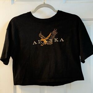 Forever 21 Black Alaska Crop Top with Eagle Design